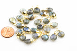 Small Cute Labradorite Drops Briolette Charm / Pendant ~6*13mm. Gold plated bail.