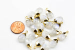 Small Cute Moonstone Drops Briolette Charm / Pendant ~6*13mm. Gold plated bail.