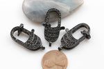 Pave CZ Lobster Large Size 15*29mm- Gunmetal on Black CZ