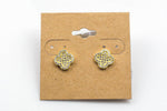 QuatreFoil Sterling Silver Earring-Stud Earing Style- Gold or Gunmetal- High Quality Micro Pave-Dainty and Light-q217
