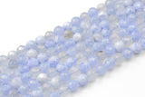 Natural Blue Laced Banded Fire Agate, High Quality in Faceted Round, 6mm, 8mm, 10mm, 12mm- Full Strand 15.5 Inch Long Gemstone Beads