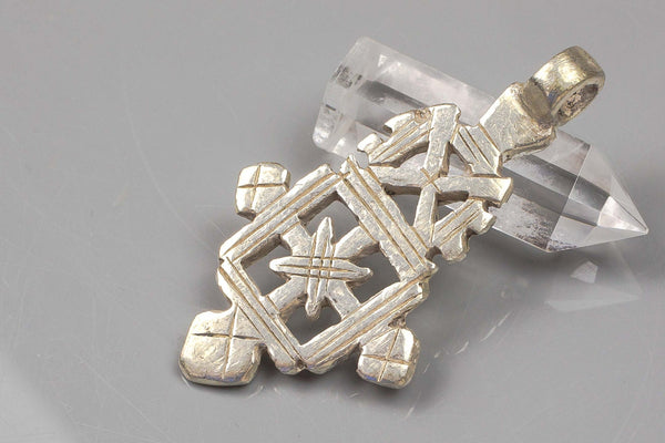 Hand-made Ethiopian Cross, Small Size-White Metal Color-  Hand Made Intricate Detail!!!!- Medium Size Made in Africa.