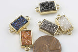 Assorted Druzy Rectangular Connector 8*12mm