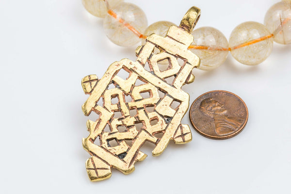 Hand-made Ethiopian Cross, Small Size-Brass- Hand Made Intricate Detail!!!!- Medium Size Made in Africa.