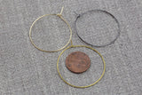 Earring Finding Ear Wires Loops Beading Hoop- High Quality Real Gold Plating, Gunmetal or Brass-Plated Brass 20mm,25mm,34mm or 45mm-24 Gauge