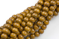 Natural Cream Colored Tan Semi Gloss Wood Off Round Shaped Beads with 2mm Holes - Sold by 15.5" Strands Gemstone Beads