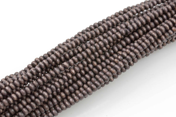 Natural Tiny- 3mm-Brown- Roundel Shaped Beads with 1.2mm Holes - Sold by 15.5" Strands Gemstone Beads