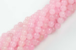 8mm- JADE Faceted Round- Single or Bulk- 15.5" - Light Rose Pink-Full Strand 15.5 inch Strand AAA Quality