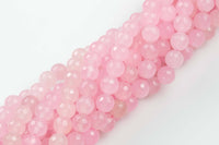 8mm- JADE Faceted Round- Single or Bulk- 15.5" - Light Rose Pink-Full Strand 15.5 inch Strand AAA Quality