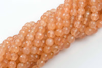 8mm- JADE Faceted Round- Single or Bulk- 15.5" - Light Clear Tangerine-Full Strand 15.5 inch Strand