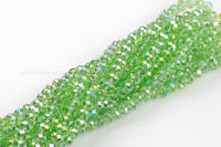 8mm Crystal Rondelle -1 or 5 or 10 STRANDS- Light Peridot AB