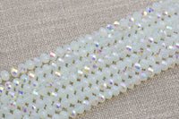 8mm Crystal Rondelle -2 or 5 or 10 STRANDS- White Opal AB