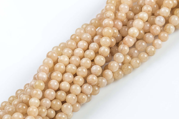 6mm- JADE Smooth Round- Single or Bulk- 15.5" Light Tan