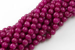 8mm- JADE Faceted Round- Single or Bulk- 15.5" - Bright Ruby