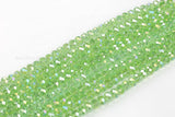 8mm Crystal Rondelle -1 or 5 or 10 STRANDS- Light Peridot AB