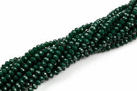 6mm Crystal Rondelle -1 or 5 or 10 STRANDS- Dark Emerald Jade