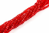 6mm Crystal Rondelle -1 or 5 or 10 STRANDS- Siam Red