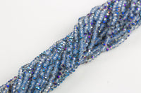 4mm Crystal Rondelle -2 or 5 or 10 STRANDS- Opal Half Purple