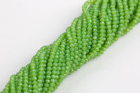 4mm Crystal Rondelle -2 or 5 or 10 STRANDS- Dark Lime Green