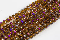 10mm Crystal Rondelle -2 or 5 or 10 STRANDS- Brown Topaz AB