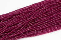 Dyed Ruby Beads Full Strands-15.5 inches-2mm- Nice Size Hole- Diamond Cutting, High Facets- Nice and Sparkly- Faceted Round
