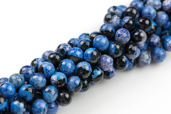 Blue Fire Agate, High Quality in Faceted Round, 8mm, 10mm, 12mm- Full strand- 15.5 inches Long