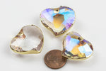 Gold Bezel Crystal AB Heart Drop 25*31mm 1 pc