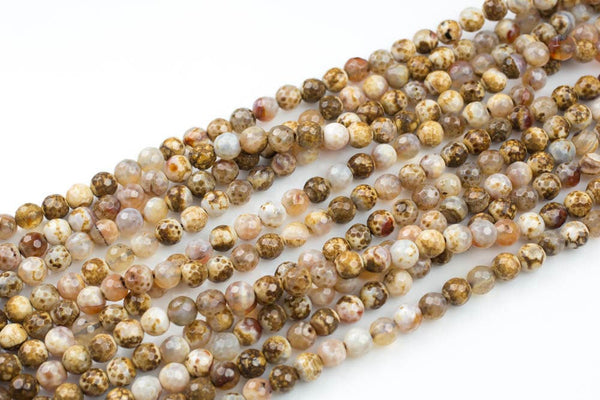 Beige Fire Agate, High Quality in Faceted Round, 6mm