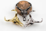 Cz Bull Head Cow HeadC.Z. Pendant- Gold, Silver, Gunmetal - 18*22mm