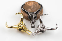 Cz Bull Head Cow HeadC.Z. Pendant- Gold, Silver, Gunmetal - 18*22mm