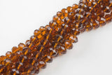 12mm Crystal Rondelle -2 or 5 or 10 STRANDS- Brown Topaz