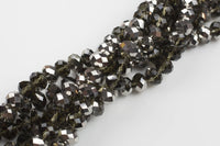 12mm Crystal Rondelle -2 or 5 or 10 STRANDS- Smoke Platinum