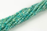 Natural Amazonite Beads Full Strands-15.5 inches-4mm-  Nice Size Hole-  Diamond Cutting, High Facets-Nice and Sparkly-Faceted Round