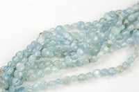 Natural aquamarine Puffy Heart beads in full strands- 8mm Gemstone Beads