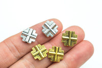 17 Square Cross PEWTER BEADS 8mm- 63-5175