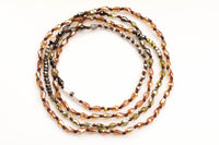 Isabel Layering Necklaces with Pyrite and Mother of Pearl - Ready to Wear - Orange Topaz - Perfect for Layering and Attaching Pendant 35"