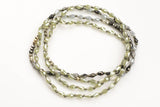 Isabel Layering Necklaces with Pyrite and Mother of Pearl - Ready to Wear - Green Peridot Gray - Perfect for Layering 35"