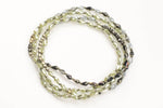 Isabel Layering Necklaces with Pyrite and Mother of Pearl - Ready to Wear - Green Peridot Gray - Perfect for Layering 35"