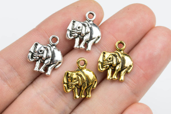 19 Lucky Elephant Metal Charms 14x16mm 179-1365