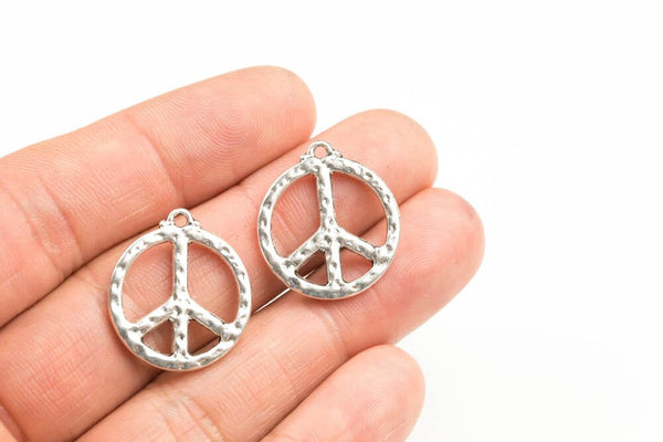8 Peace Sign Charms 21x23mm- 193-8987
