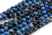 Blue Fire Agate, High Quality in Faceted Round, 8mm, 10mm, 12mm- Full strand- 15.5 inches Long