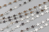 Star Chain Platinum Silver Plated Brass. High Quality Plating. By THE YARD / 3 feet