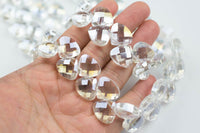 Briolette Teardrop Crystal- Medium and Large Silver-Full 15 inch strand- Clear ab