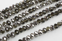 12mm Crystal Rondelle -2 or 5 or 10 STRANDS- Smoke Platinum