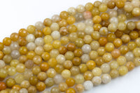 Natural 8mm- JADE Faceted Round- Single or Bulk- 15.5" - Yellow Jade -Full Strand 15.5 inch Strand AAA Quality Gemstone Beads