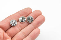 7 Swirl Coin Pewter Spacer Beads 13mm 139-11063