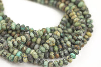 Natural African Turquoise High Quality in 6mm and 8mm Matt  Roundel- Full 15.5 Inch Strand AAA Quality  Smooth Gemstone Beads