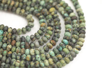 Natural African Turquoise High Quality in 6mm and 8mm Matt  Roundel- Full 15.5 Inch Strand AAA Quality  Smooth Gemstone Beads