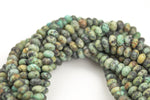 Natural African Turquoise High Quality in 6mm and 8mm Matt  Roundel- Full 15.5 Inch Strand AAA Quality  Smooth Gemstone Beads