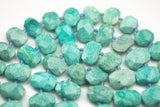 Natural Russian Amazonite - 16*21mm Faceted Flat Nuggets Rectangle Rectangular Middle Drilled Gemstone Beads